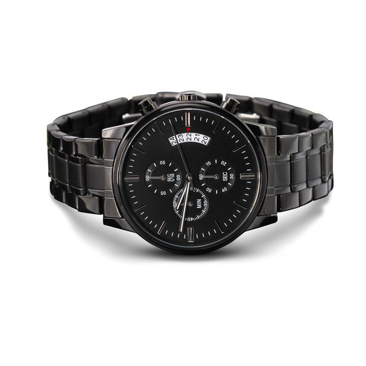Black Chronograph Watch / Customizable Engraved