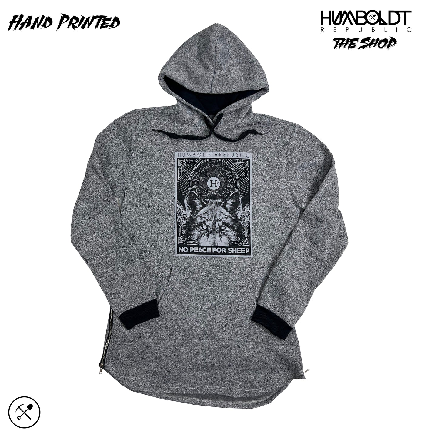 "No Peace For Sheep" Men's Slim Elongated Hoodie